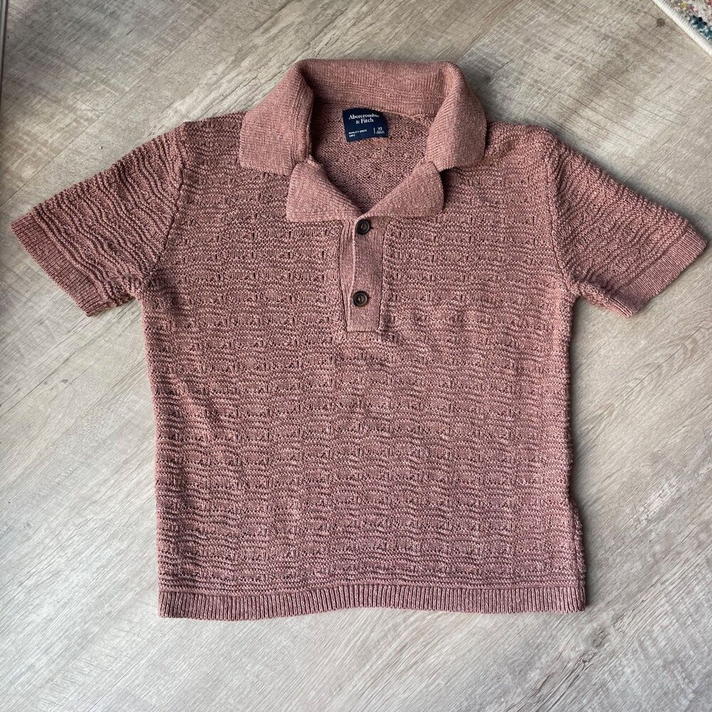 Abercrombie Brown Crochet Polo, size XS